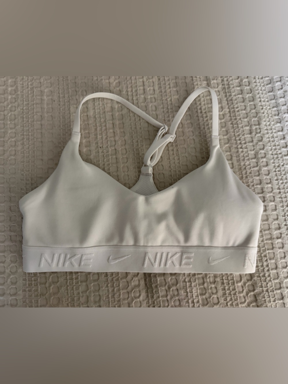 Nike Youth White Indy Dri-FIT Light Support Sports Bralette